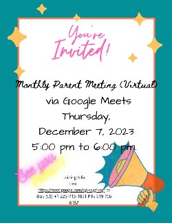 Dec. Monthly Parent Mtg.(Virtual)